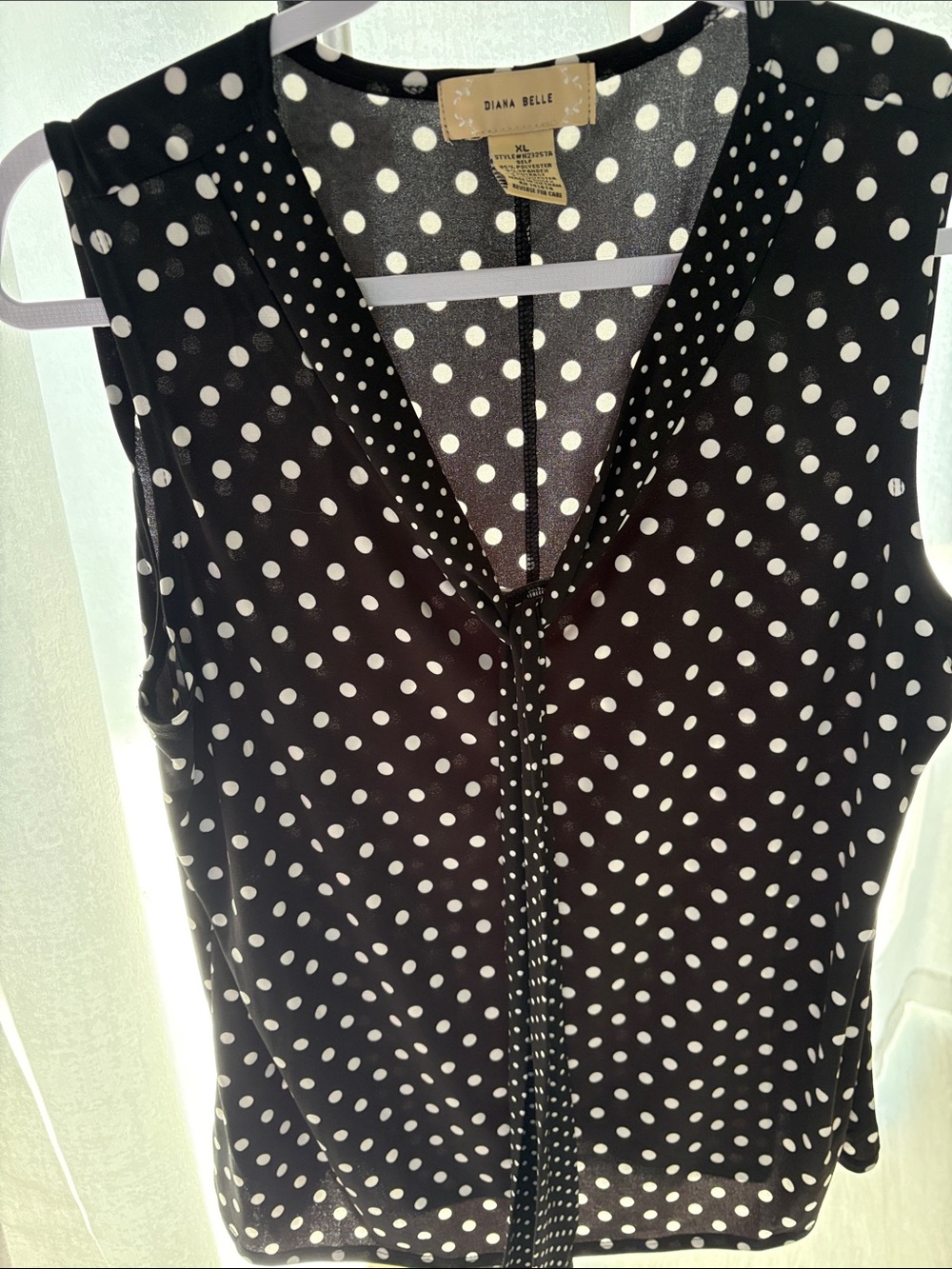 Diana Belle Black & White Polka Dot Sleeveless Top